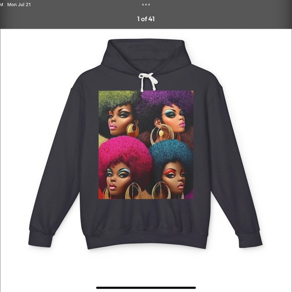 Graphic Print Black Hoodie - Picture 1 of 4